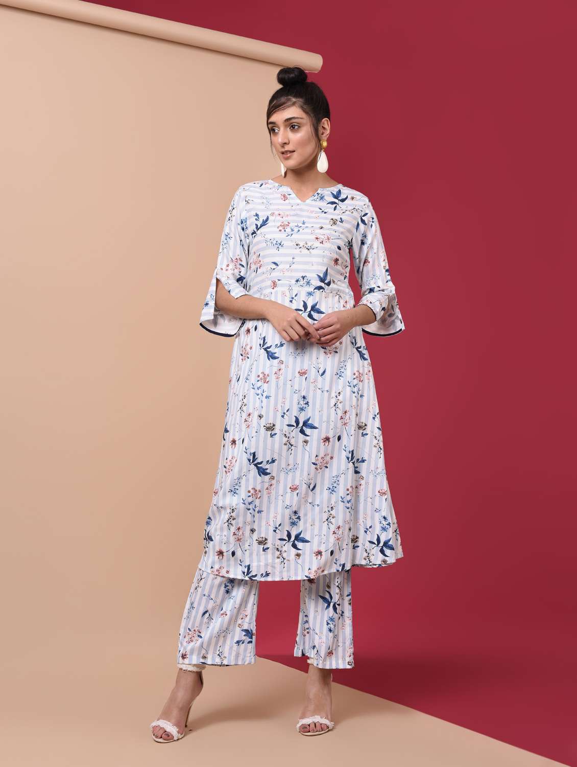 floral a-line kurta pant set