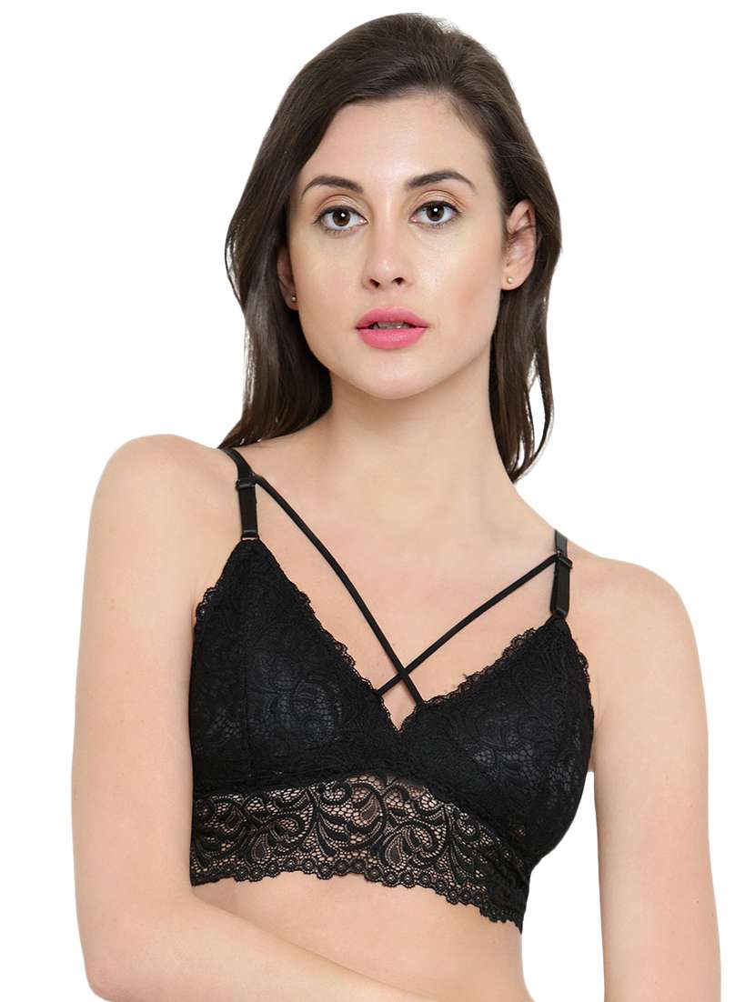 lacy criss cross detail bralette - 15971845 - Zoom Image - 0
