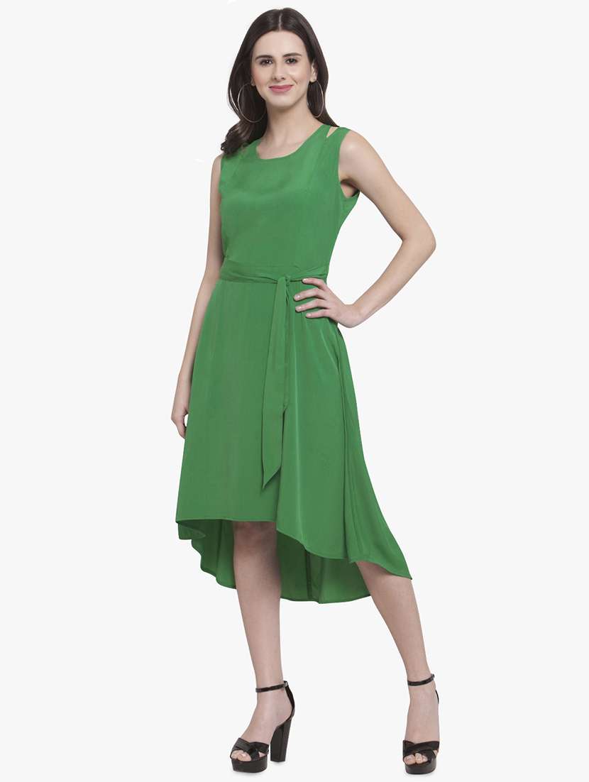 tie up waist high low dress