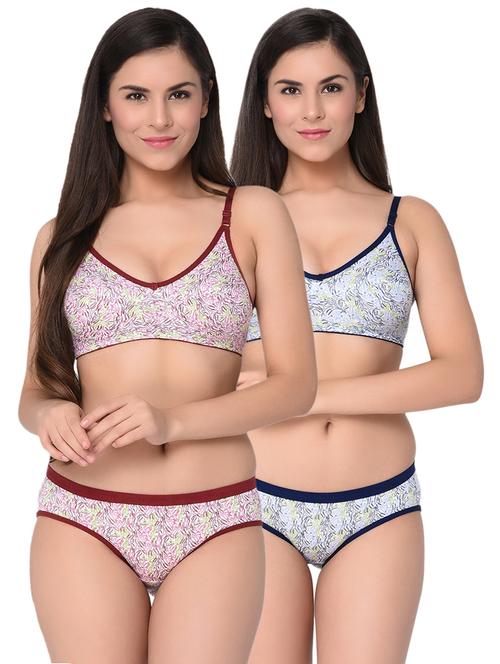 set of 2 flower patch bra and panty set - 15974802 - Standard Image - 0
