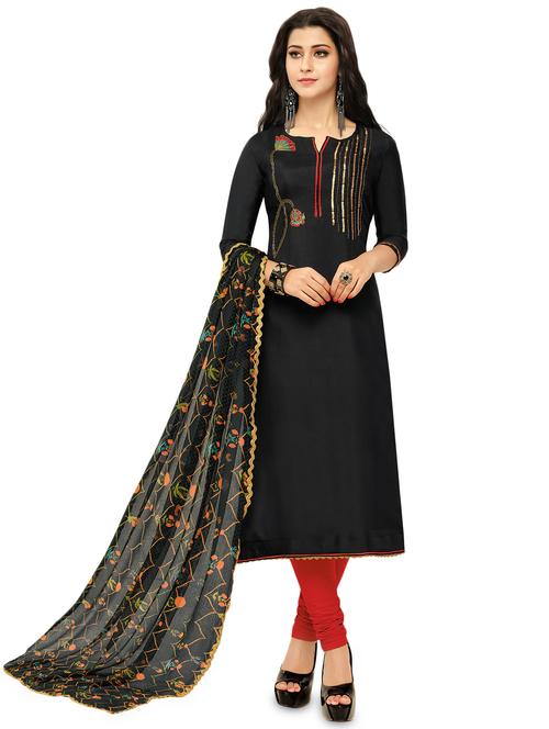 sequined yoke design unstitched suit - 15974898 -  Standard Image - 0
