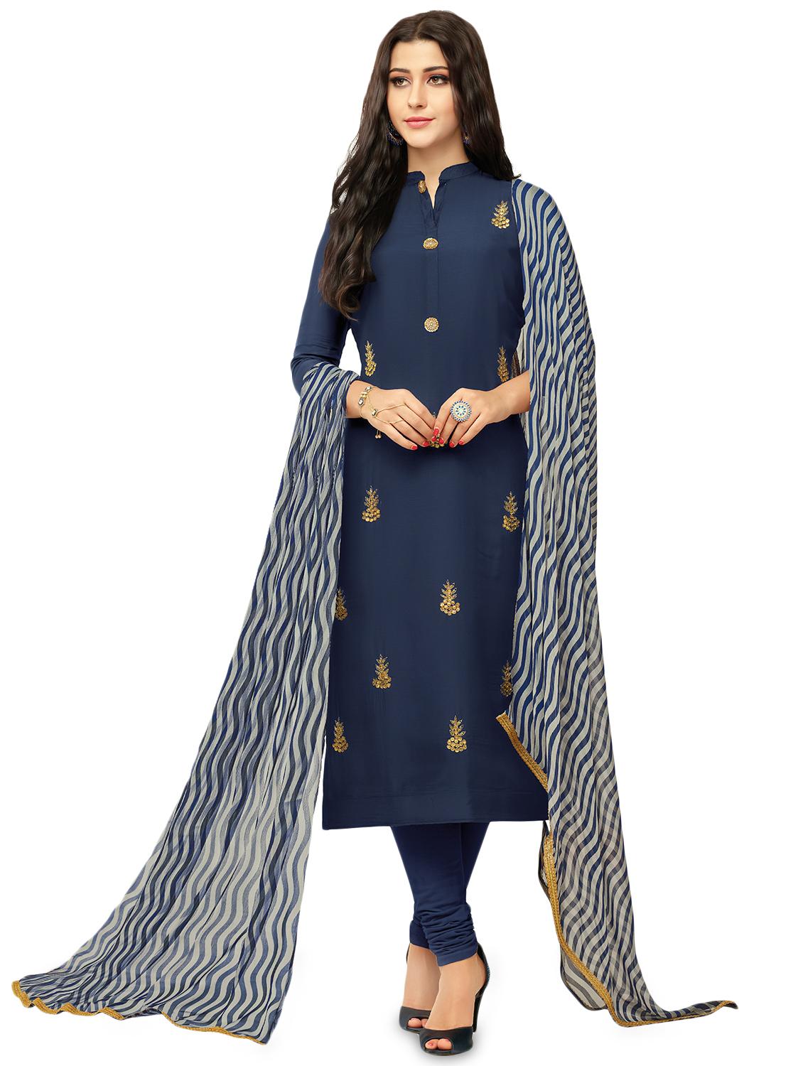 embroidered placket unstitched suit - 15974903 -  Zoom Image - 0