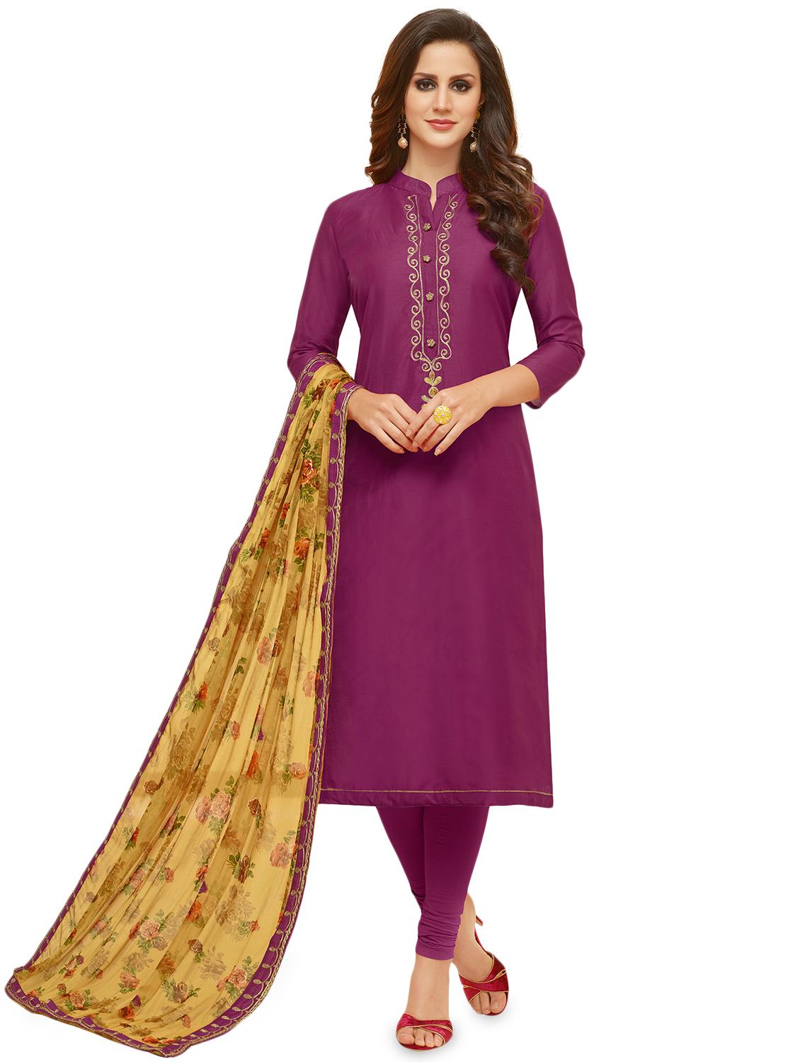 embroidered solid unstitched suit - 15974906 - Zoom Image - 0