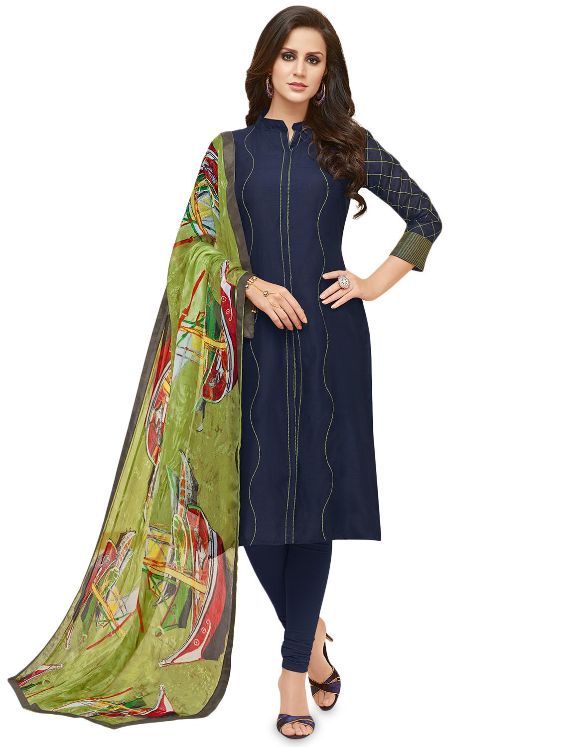 embroidered sleeves unstitched suit - 15974912 -  Zoom Image - 0