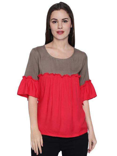 color block ruffle trim top - 15975029 - Standard Image - 0