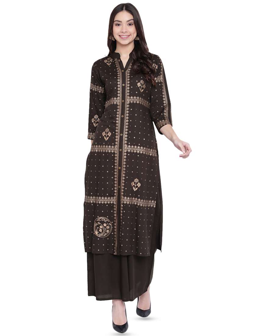 foil print straight kurta