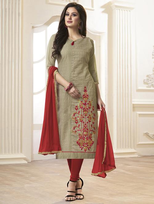 embroidered unstitched suit - 15979497 - Standard Image - 0
