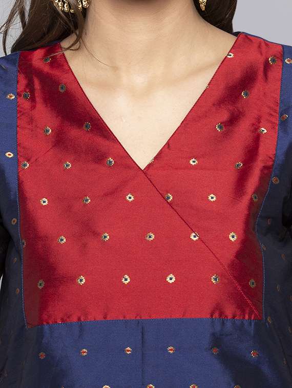 silk blend straight kurta - 15983320 -  Standard Image - 3