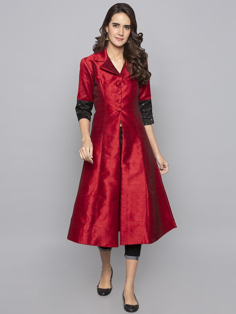 a-line high slit solid kurta - 15983334 -  Zoom Image - 0