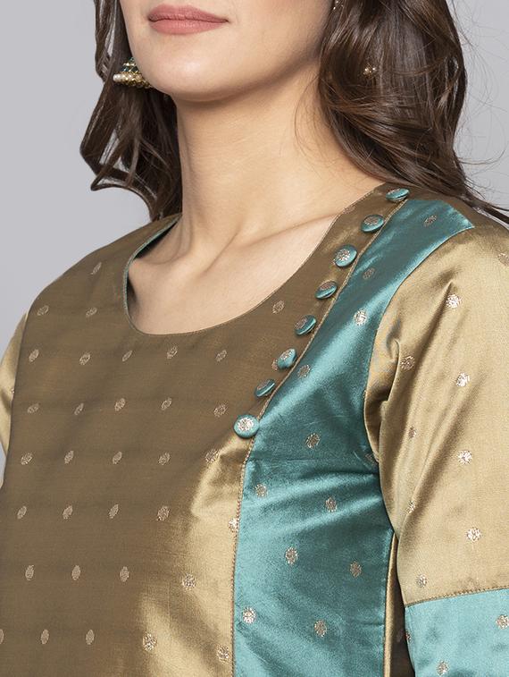 dobby silk blend straight kurta - 15983335 - Standard Image - 3