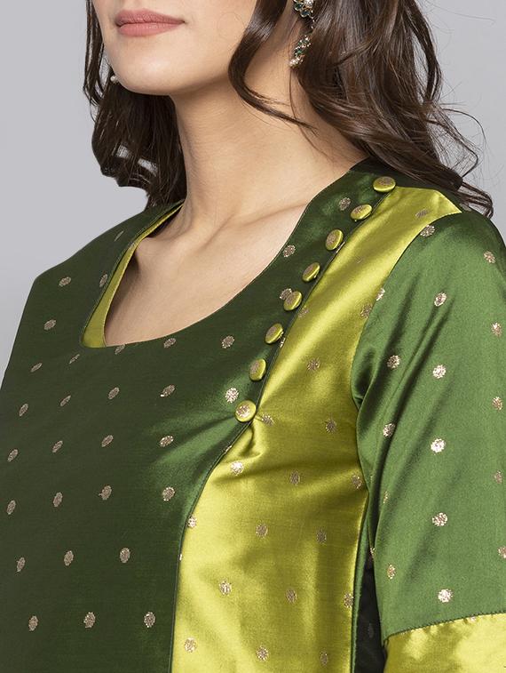 dobby silk blend a-line kurta - 15983336 - Standard Image - 3