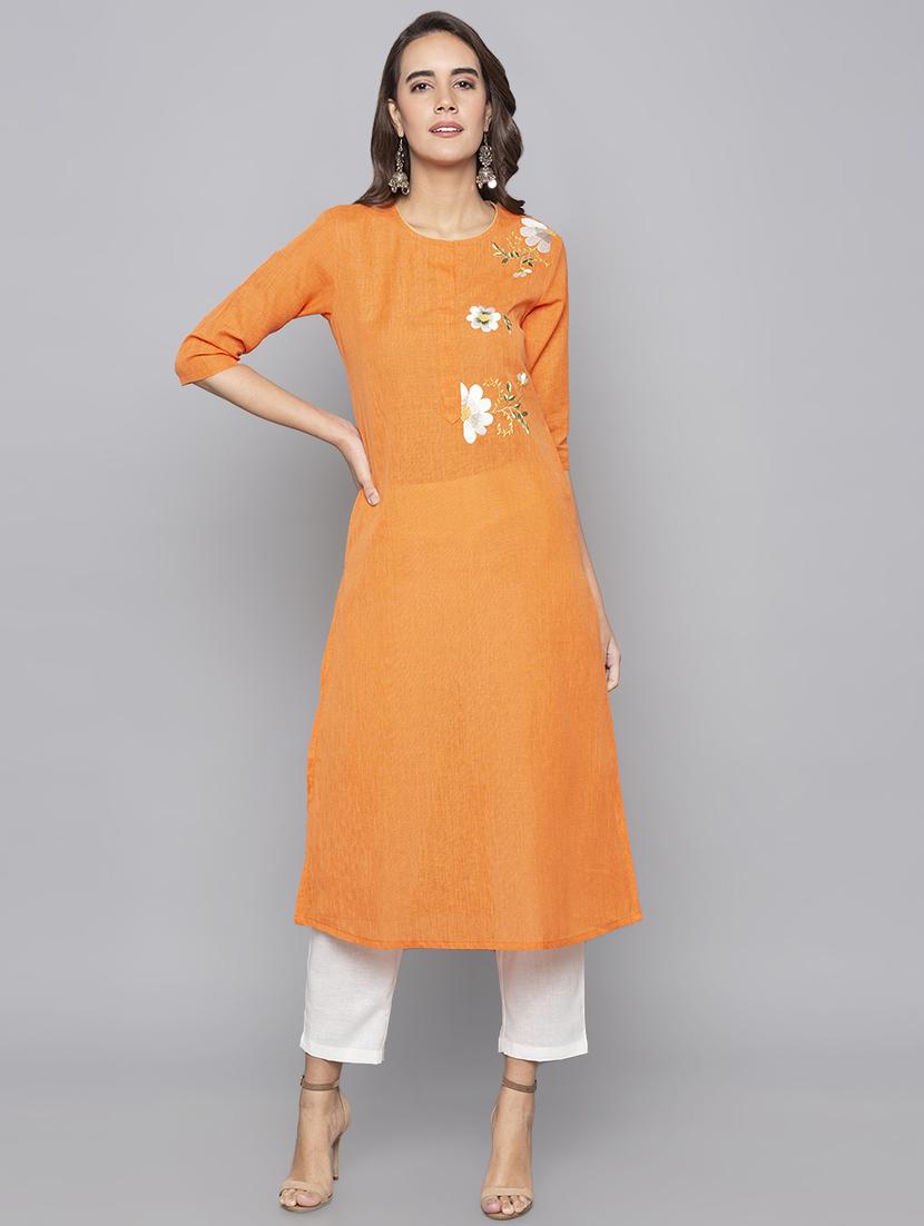 a-line embroidered kurta - 15983337 - Zoom Image - 0