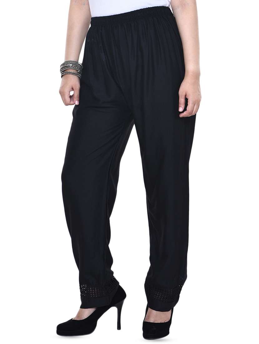 lace insert mid rise palazzo