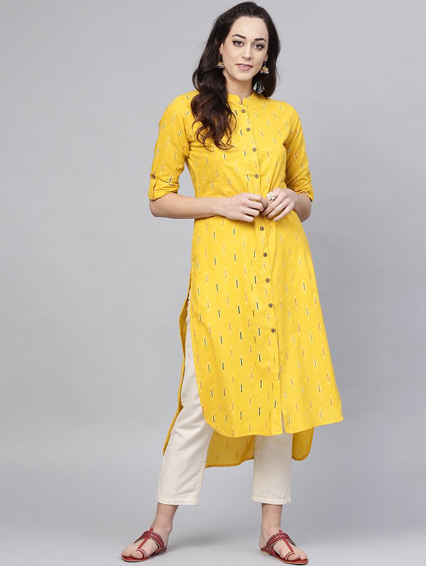 high low ikat printed kurta - 15984588 - Zoom Image - 0