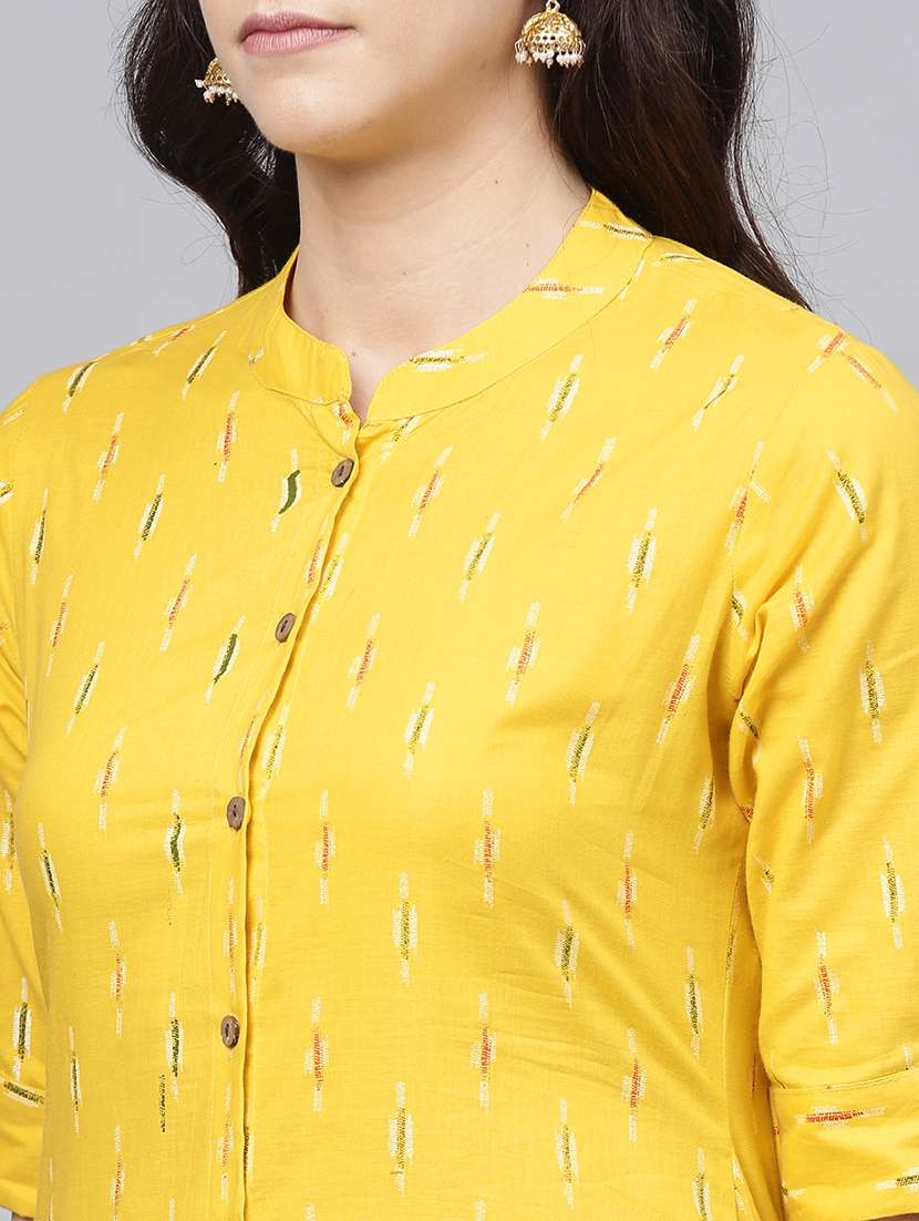 high low ikat printed kurta - 15984588 - Standard Image - 3