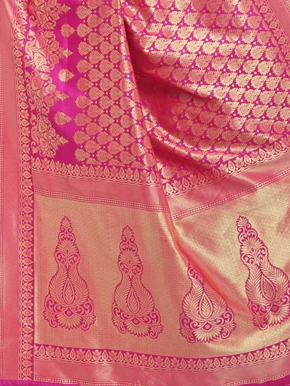 zari motifs pink banarasi saree with blouse - 15984929 - Standard Image - 3