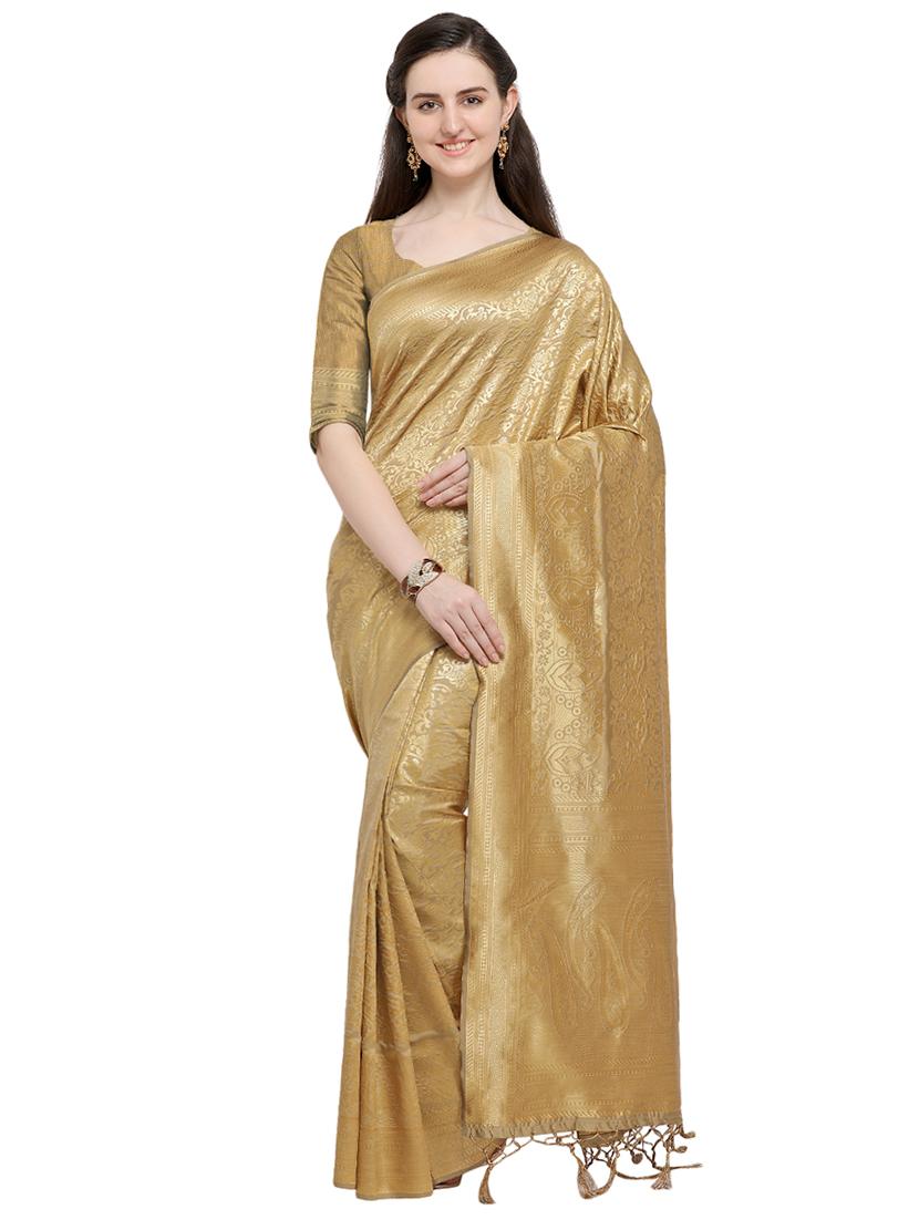 zari motifs beige banarasi saree with blouse - 15984930 -  Zoom Image - 0