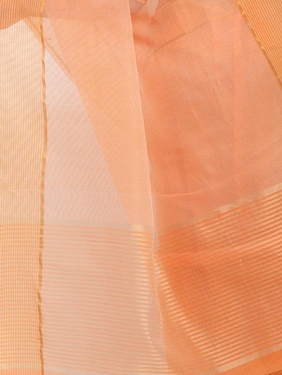 zari border orange kota doria saree with blouse - 15984934 - Standard Image - 3