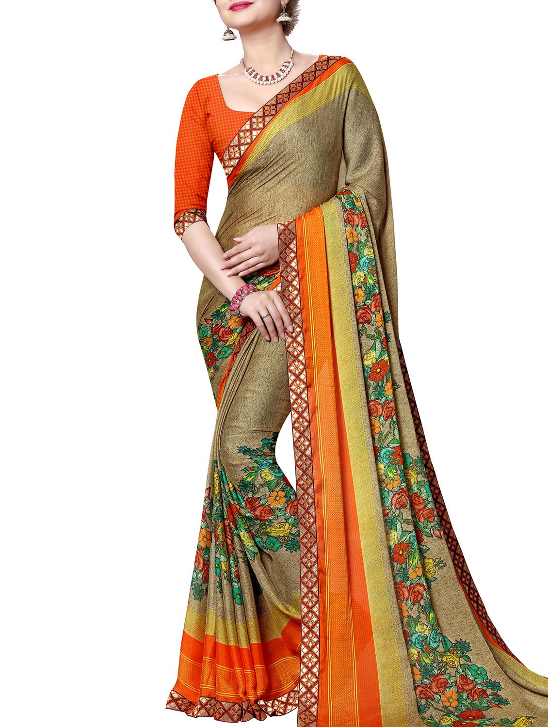 floral printed saree with blouse - 15988536 -  Zoom Image - 0