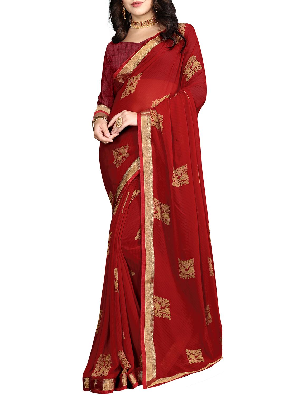 ethnic motifs printed saree with blouse - 15988543 -  Zoom Image - 0