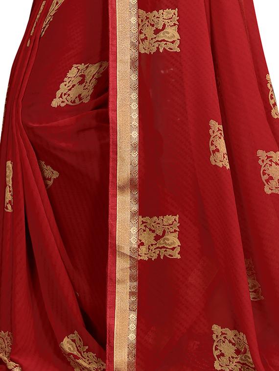 ethnic motifs printed saree with blouse - 15988543 - Standard Image - 3