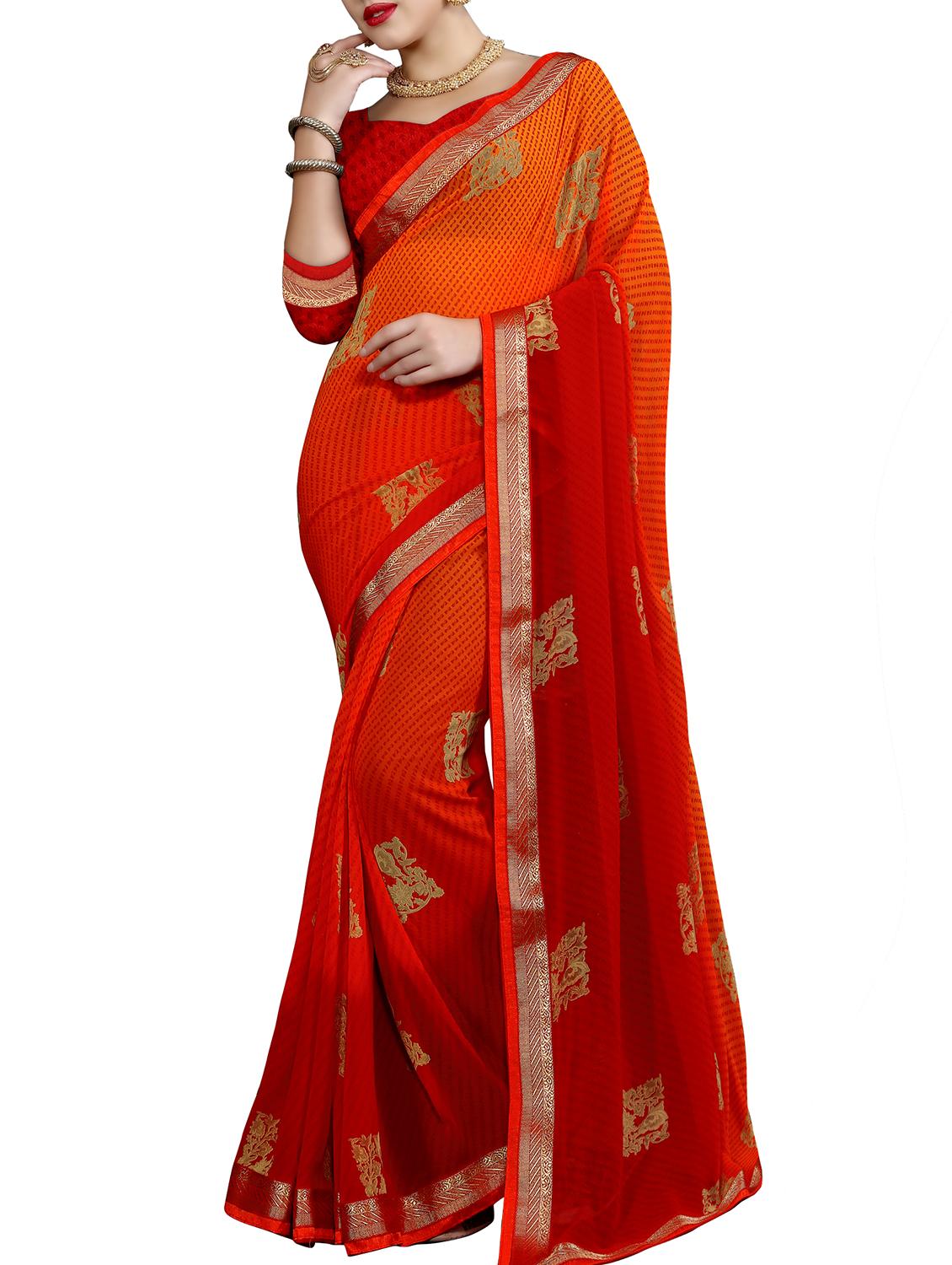 ethnic motifs printed saree with blouse - 15988544 -  Zoom Image - 0