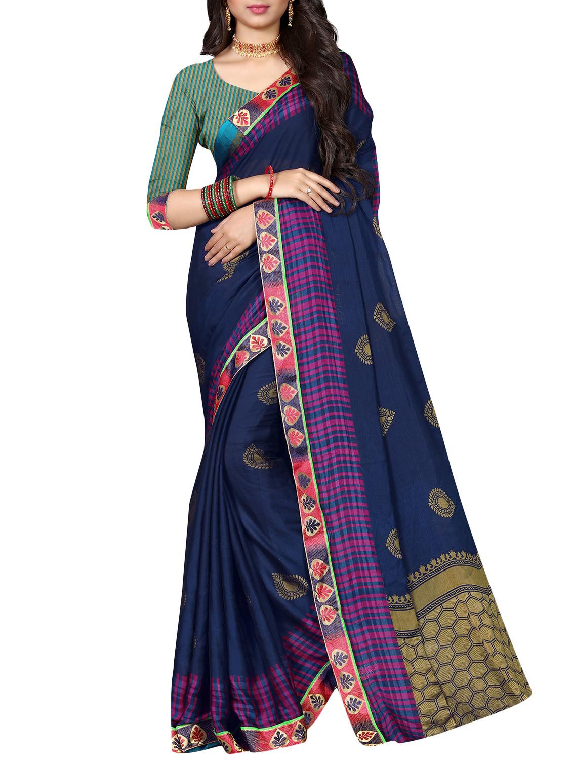 ethnic motifs printed saree with blouse - 15988550 -  Zoom Image - 0
