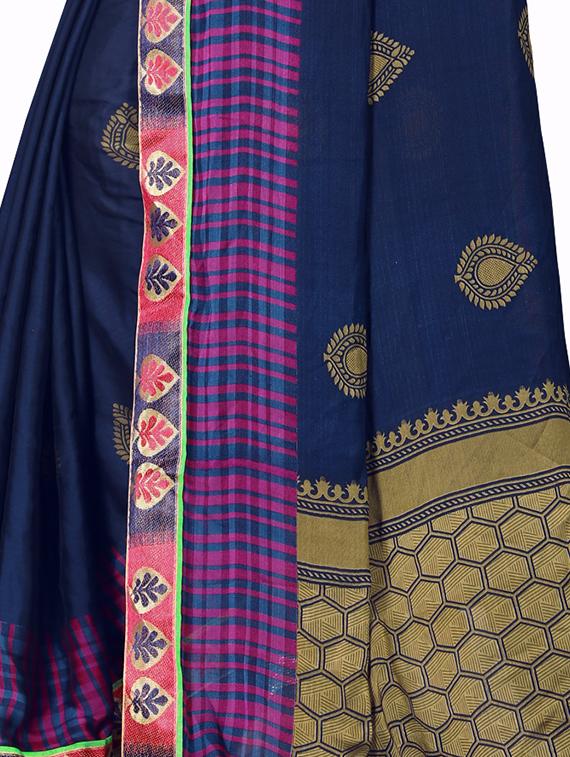 ethnic motifs printed saree with blouse - 15988550 - Standard Image - 3