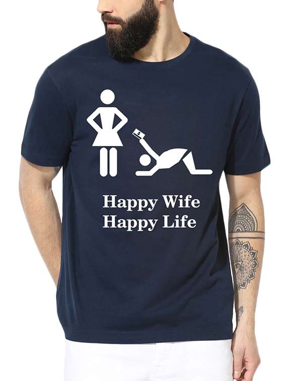 navy blue printed tshirt - 15990080 -  Zoom Image - 0