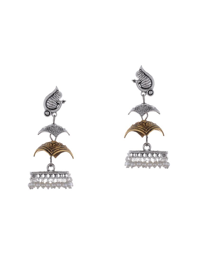 silver metal jhumka earring - 15996876 - Zoom Image - 0