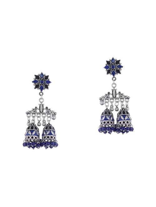 silver metal jhumka earring - 15997098 -  Standard Image - 0