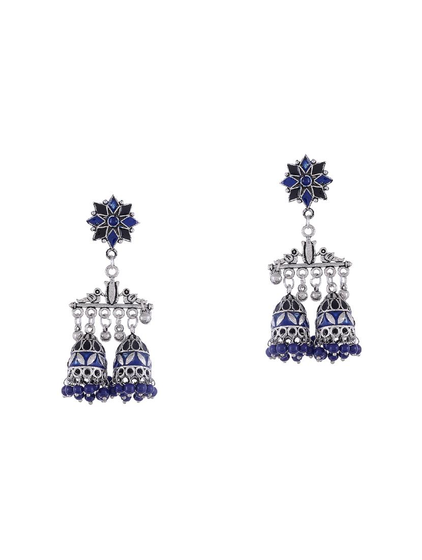 silver metal jhumka earring - 15997098 -  Zoom Image - 0