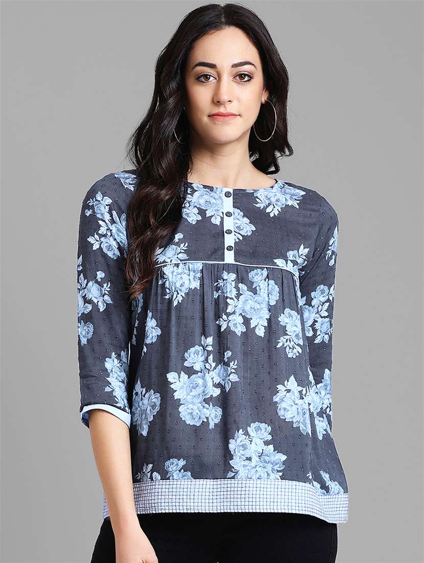 piped floral gathered top