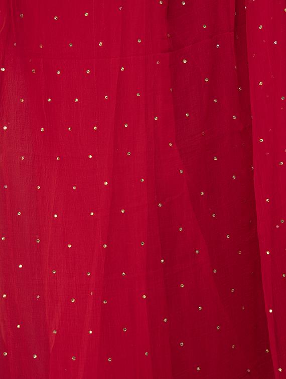 red embellished saree with blouse - 15998100 - Standard Image - 3