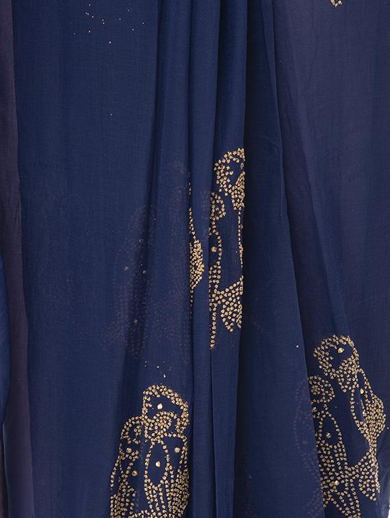 navy blue embellished saree with blouse - 15998101 - Standard Image - 3