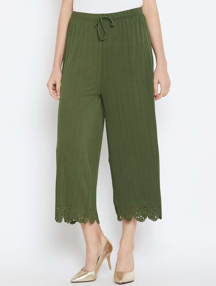 scallop hem cut work culotte