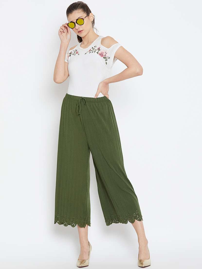 scallop hem cut work culotte - 16001255 -  Standard Image - 3