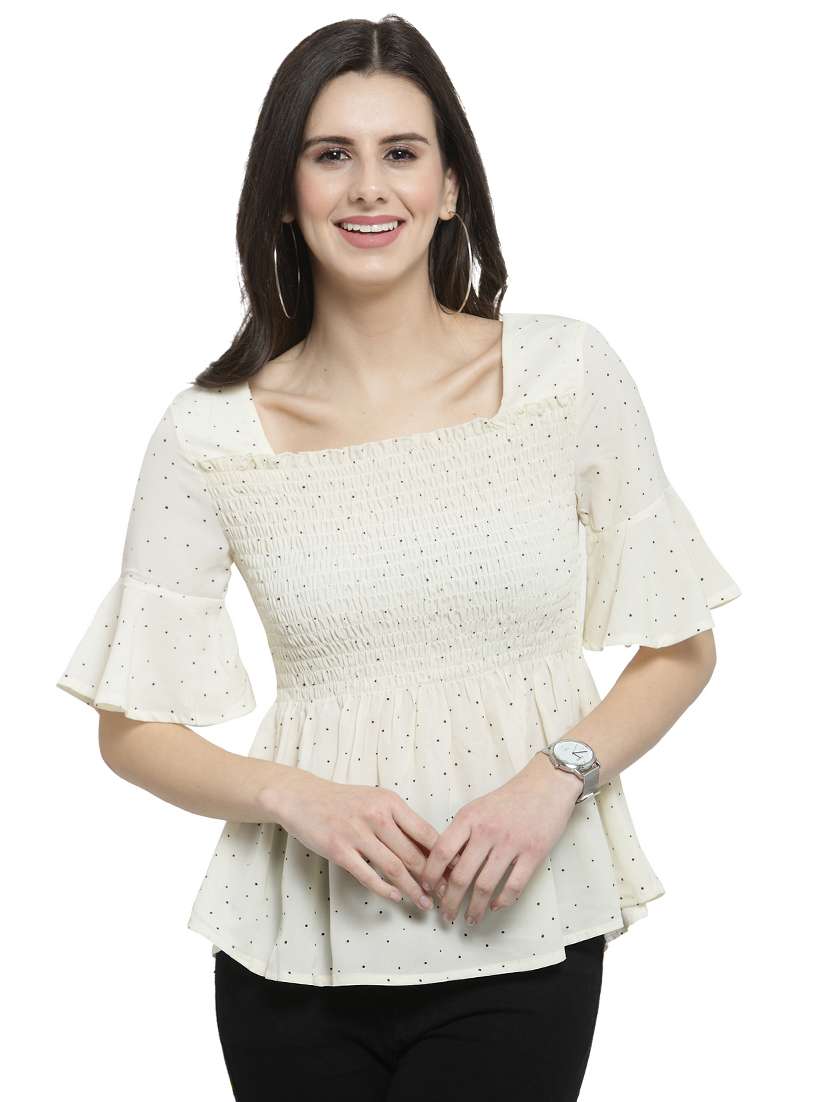 bell sleeved smocked top