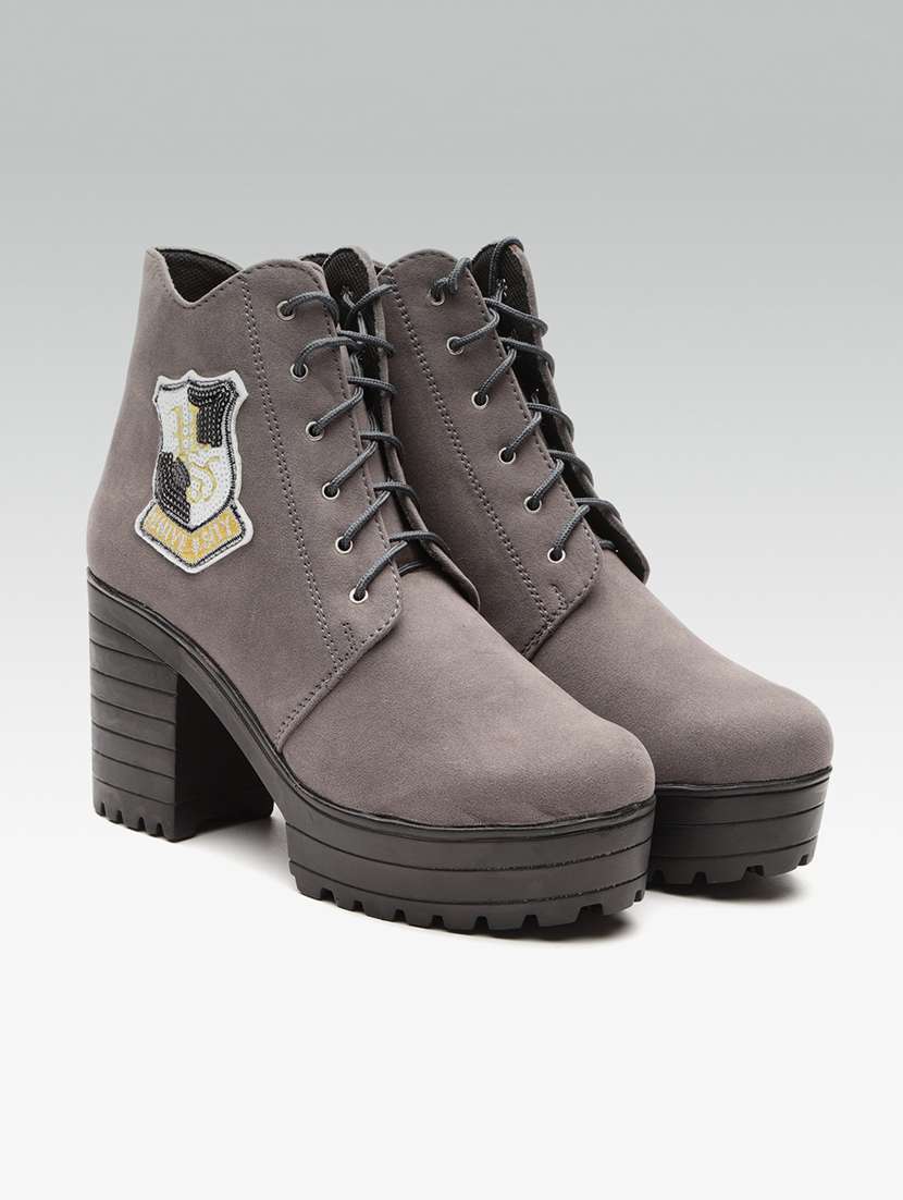 Buy online Grey Ankle Lace Up Boots from footwear for Women by Sss