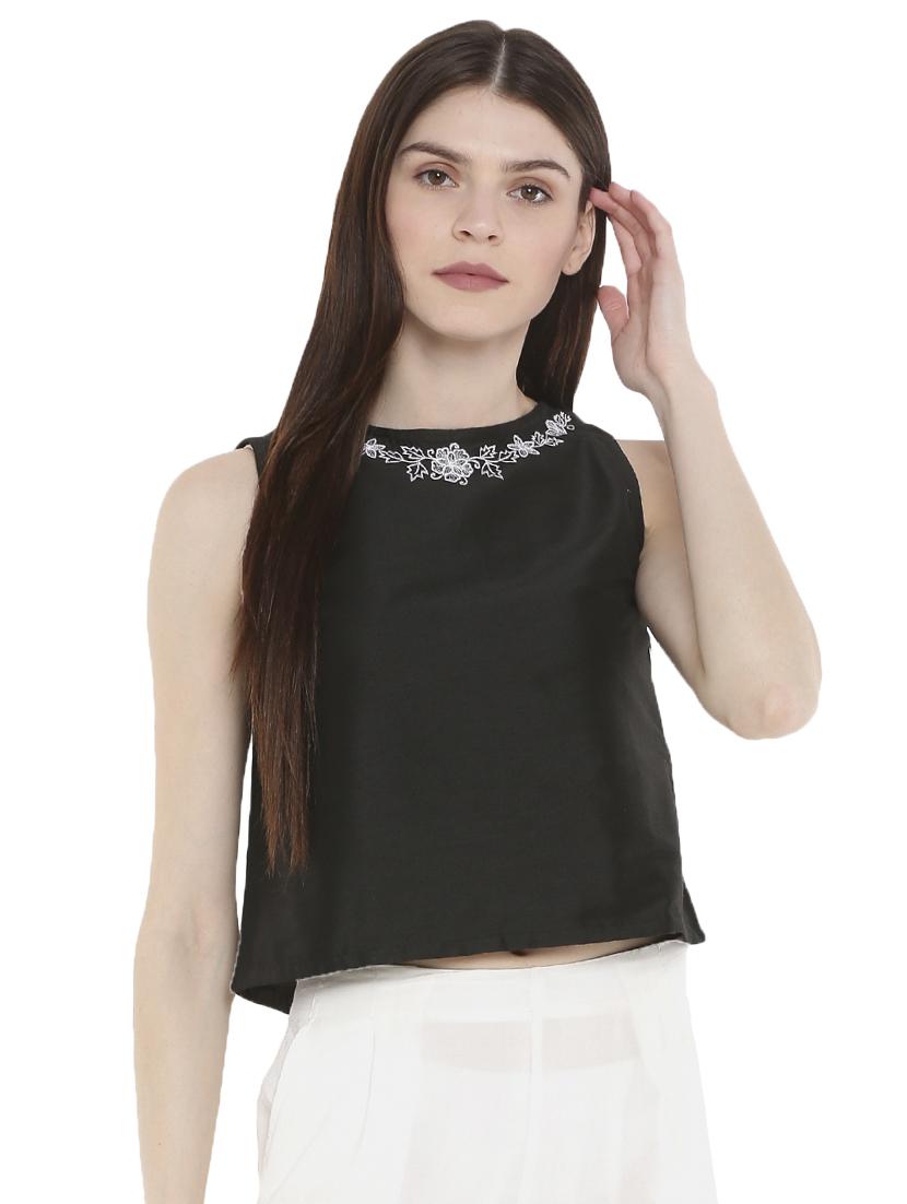 solid embroidered blouse - 16004421 - Zoom Image - 0