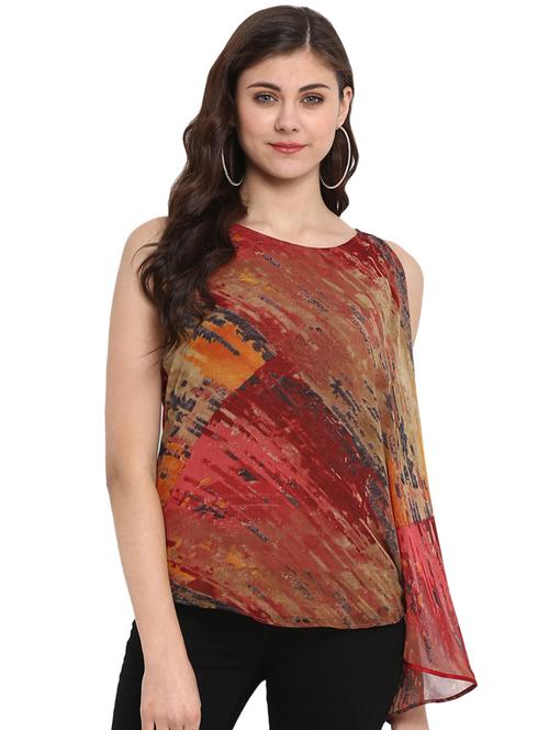 lace detail abstract asymmetric top - 16005256 - Standard Image - 0
