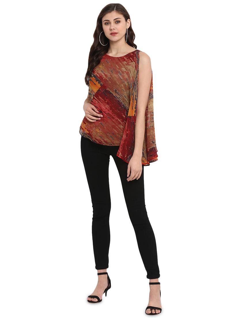 lace detail abstract asymmetric top - 16005256 - Standard Image - 3