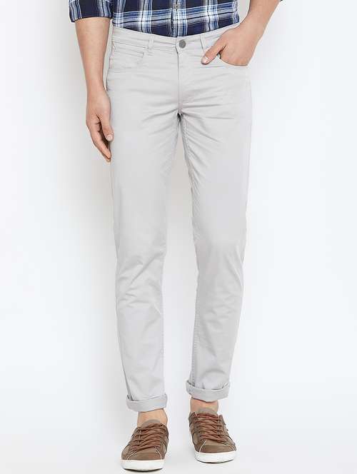 grey cotton blend chinos - 16005907 - Standard Image - 0