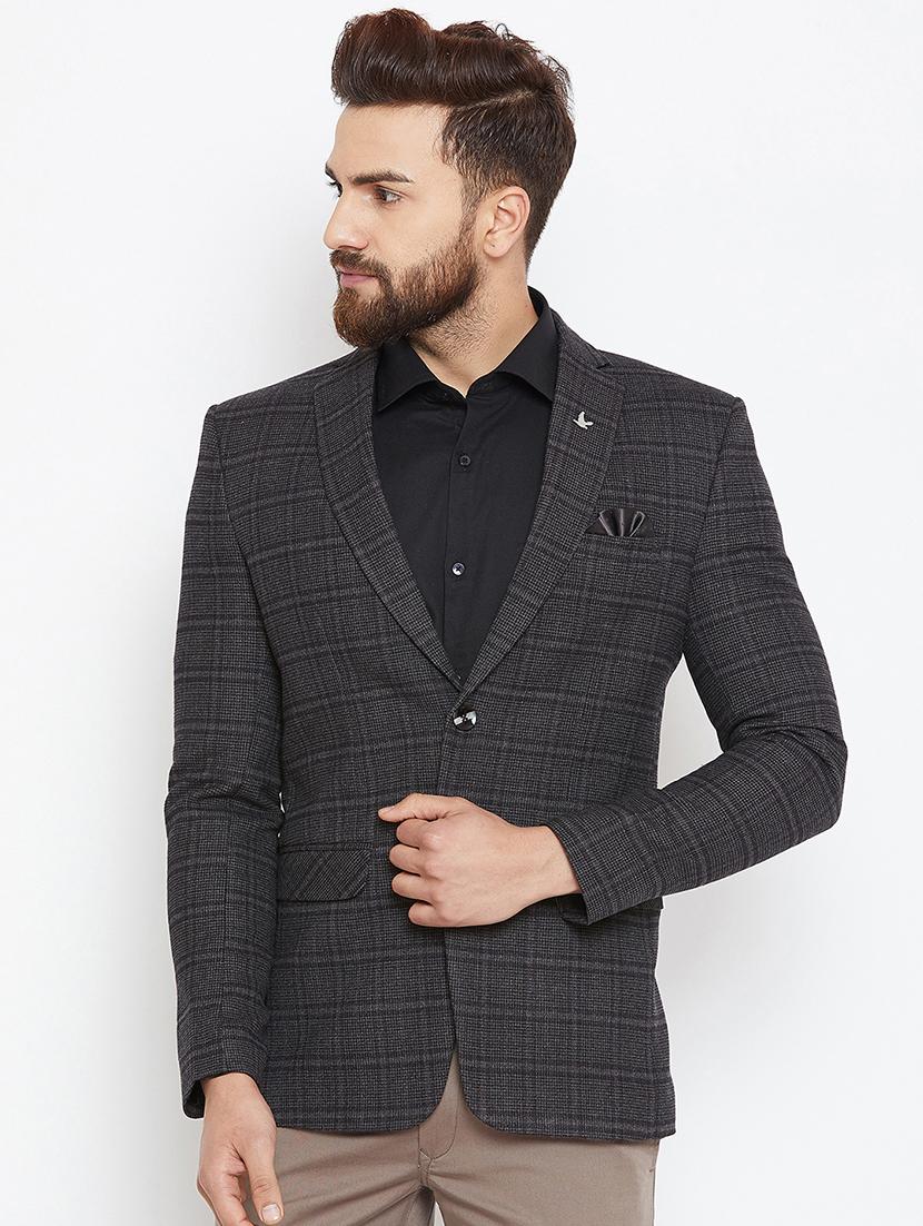 grey polyester single breasted casual blazer - 16005929 -  Zoom Image - 0
