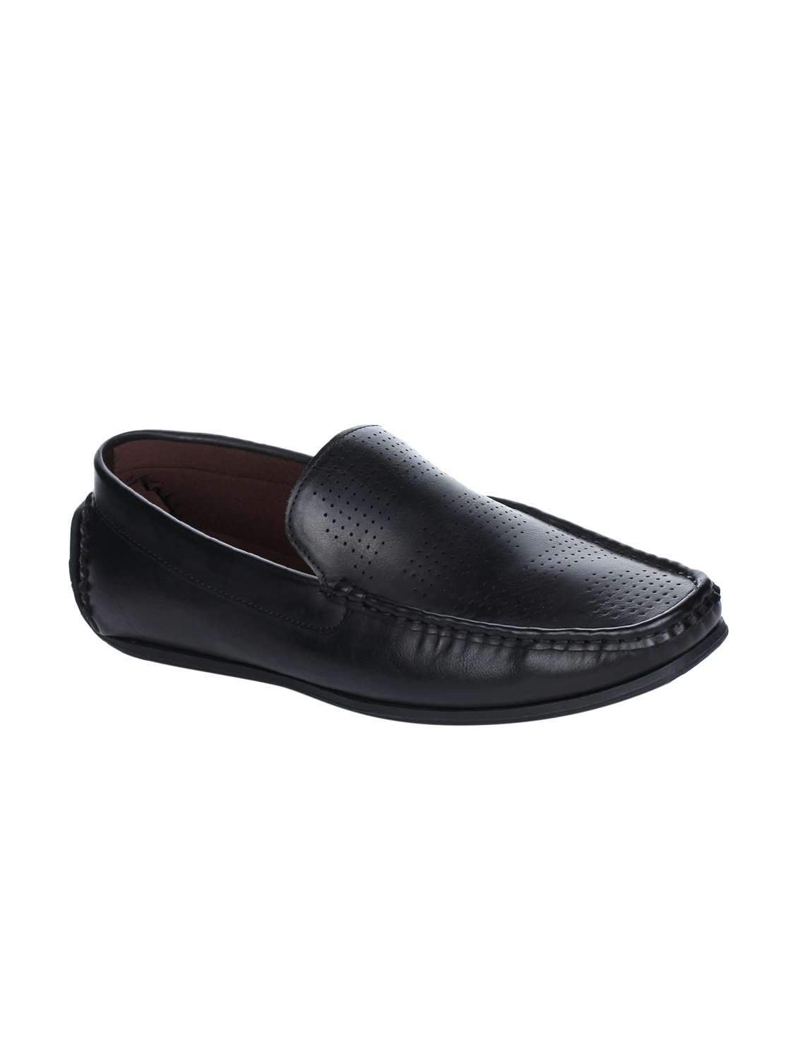 black leather slip on loafers