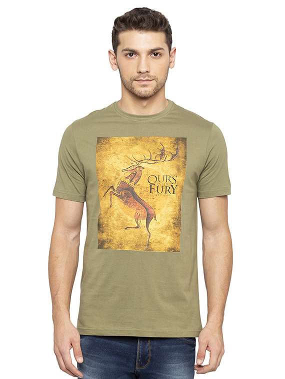 olive green chest print tshirt - 16008042 - Zoom Image - 0