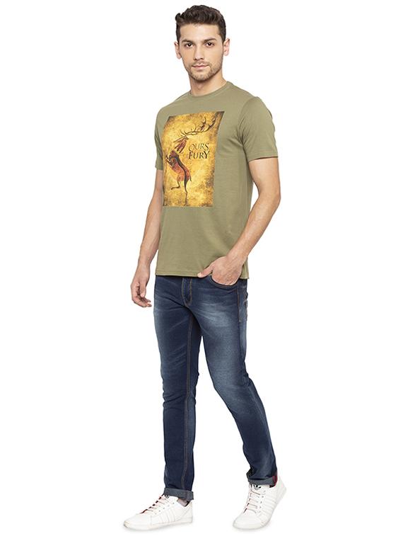 olive green chest print tshirt - 16008042 - Standard Image - 3