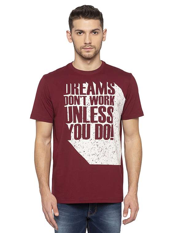 maroon typographic tshirt - 16008118 -  Zoom Image - 0