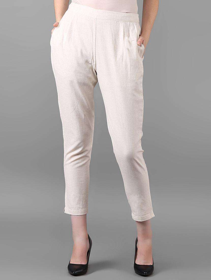 women solid cigarette trouser