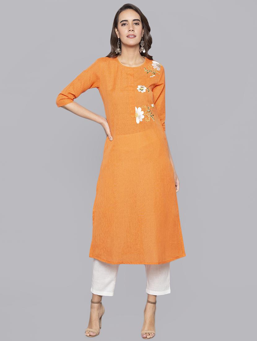 embroidered straight kurta - 16010967 -  Zoom Image - 0